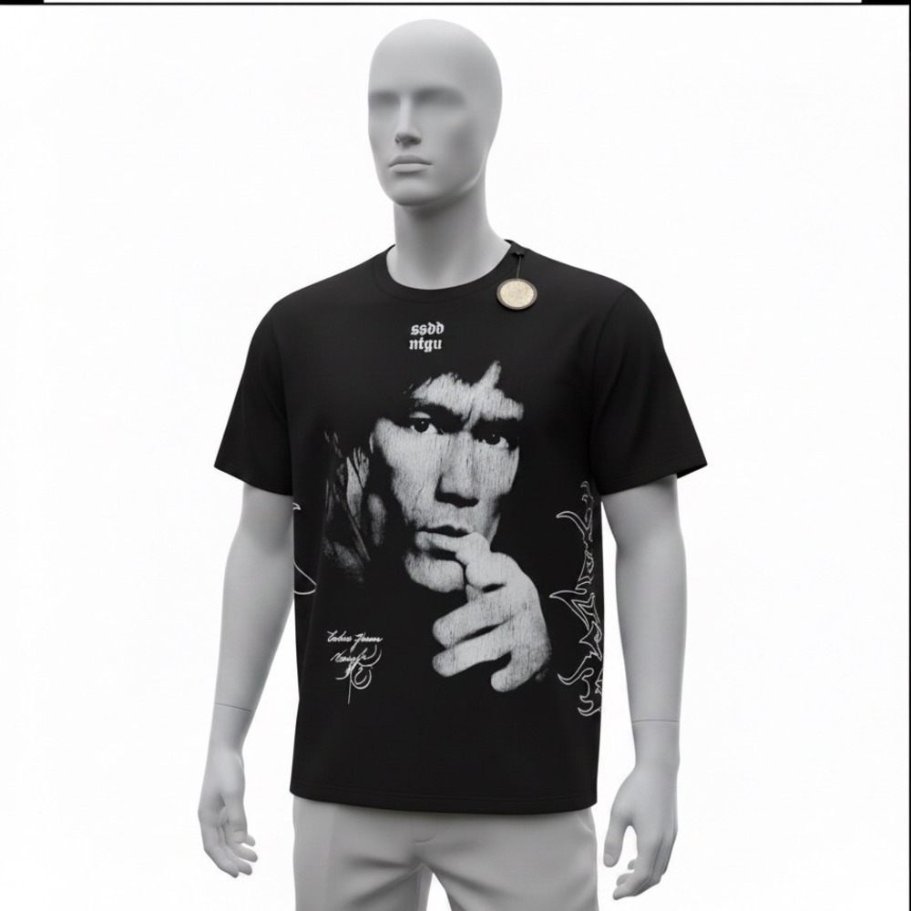 Bruce Lee Darc Sport T-Shirt B Mens XL Black Raw Hem Box Cut Cropped 204/1000